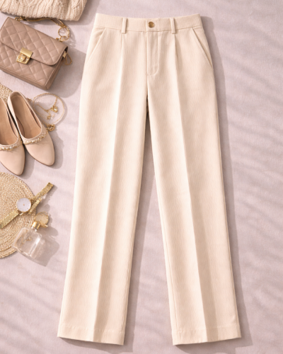 Viera Ekru Kadife Pantolon