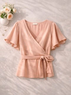 Mira Kuşak Detaylı Pudra Bluz Mira Kuşak Detaylı Pudra Bluz