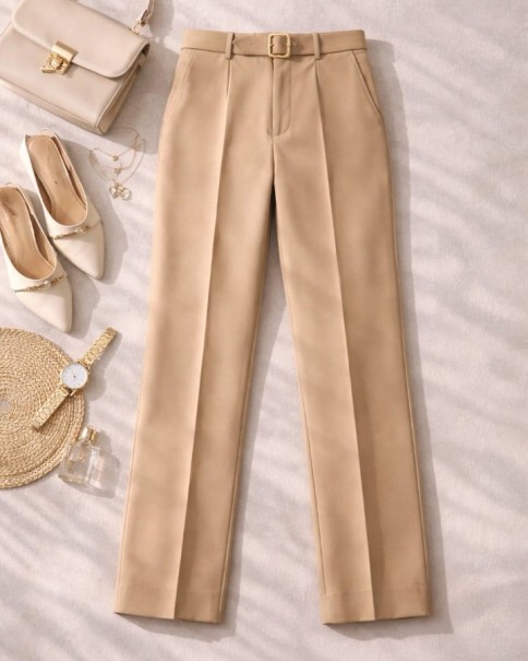 Nora Kemer Detaylı Bej Pantolon Nora Kemer Detaylı Bej Pantolon